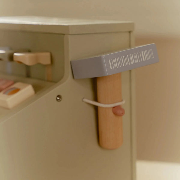 קופה רושמת מעץ עם סורק וקורא כרטיסים