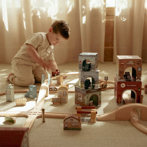 מגדל בלוקים עם רכבים – צבעוני