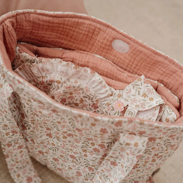 תיק חיתולים לבובות – צבעוני – פרחים עדינים