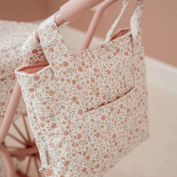 תיק חיתולים לבובות – צבעוני – פרחים עדינים