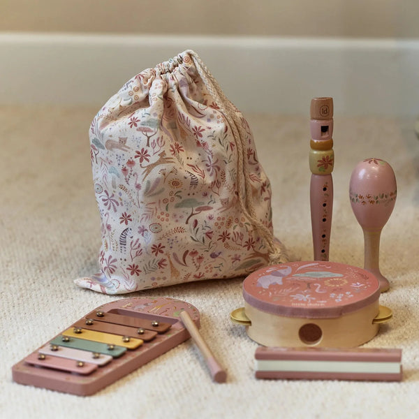 סט כלי נגינה מעץ – ורוד