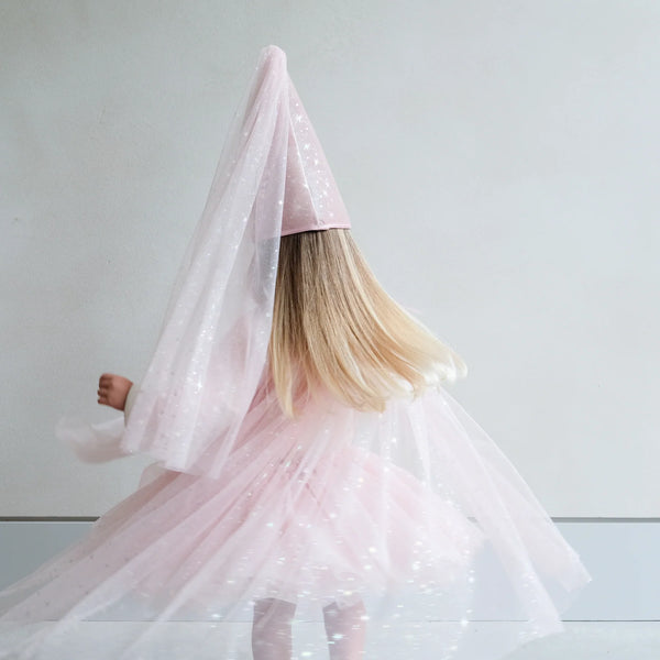 גלימת נסיכה ורודה מנצנצת