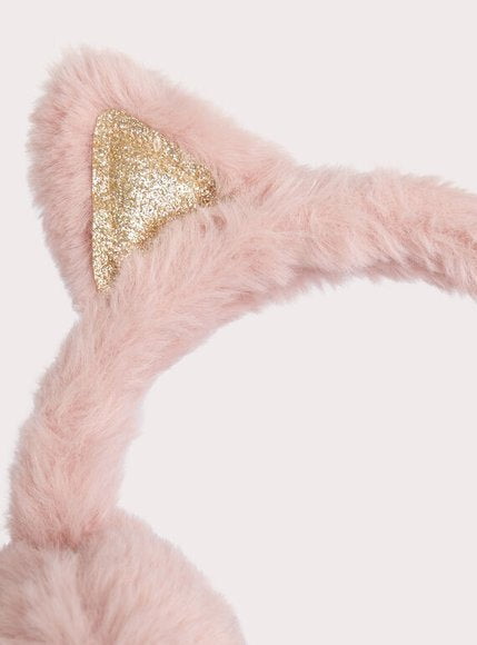 אוזניות פרווה ורודות