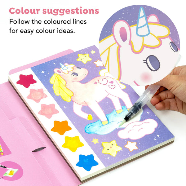 UNICORN ערכת צבעי מים עם מברשת מים