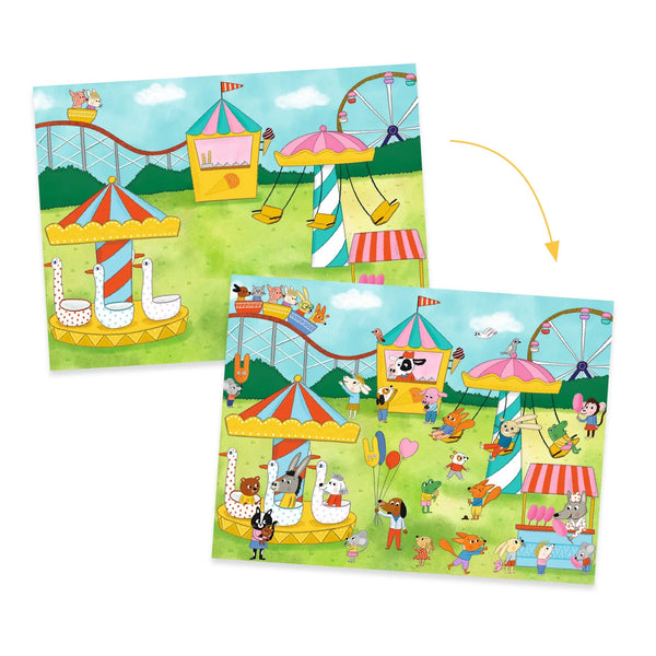 יצירה - הדבקה עם עפרון , חוגגים ביער RUB-DOWN TRANSFERS PARTY