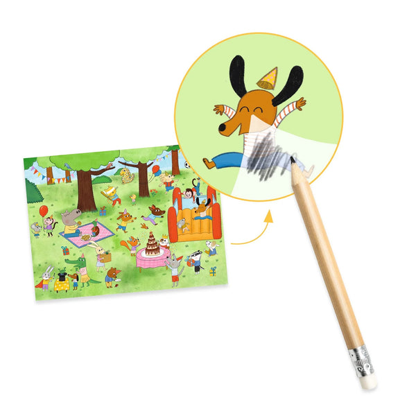 יצירה - הדבקה עם עפרון , חוגגים ביער RUB-DOWN TRANSFERS PARTY