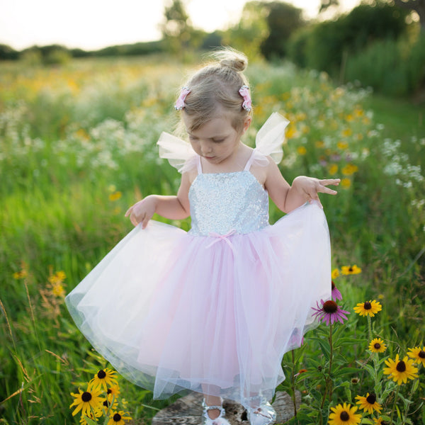 שמלת נסיכה עם פייטים ורודים