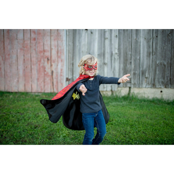 גלימה ומסכה דו-צדדיות ספיידרמן ובאטמן