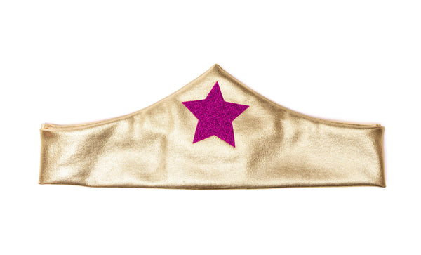 Superhero Star purple dress, cape and headband