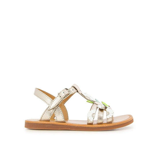 Plagette Multi Daisy leather sandals