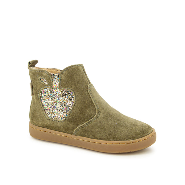 Play New Apple Khaki Shoo Pom boots