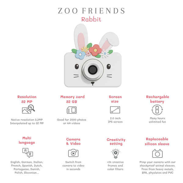 מצלמה דיגיטלית לילדים - ארנב Zoo Friends
