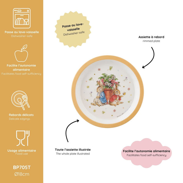 צלחת שוליים כתומה פיטר הארנב (קוטר 18)