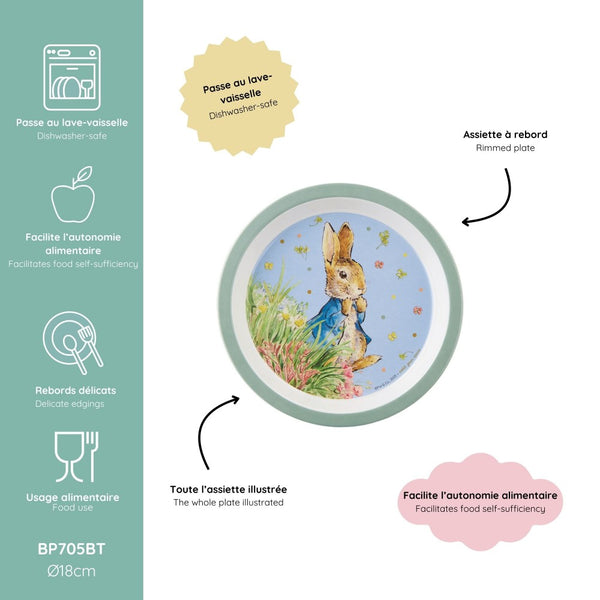 צלחת שוליים ירוקה פיטר הארנב (קוטר 18)